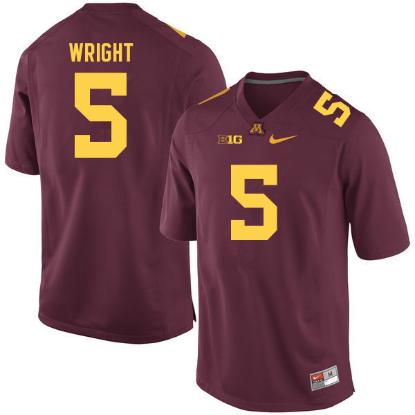 Men #5 Dylan Wright Minnesota Golden Gophers College Football Jerseys Sale-Maroon